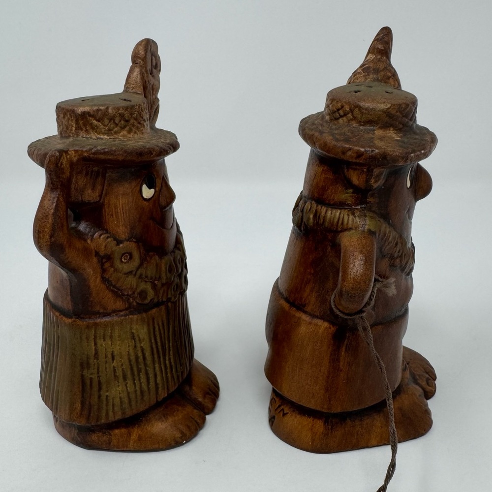 Vintage Hawaiian TIKI Man and Woman Salt Pepper Shaker Set Made in USA - Picture 8 of 15